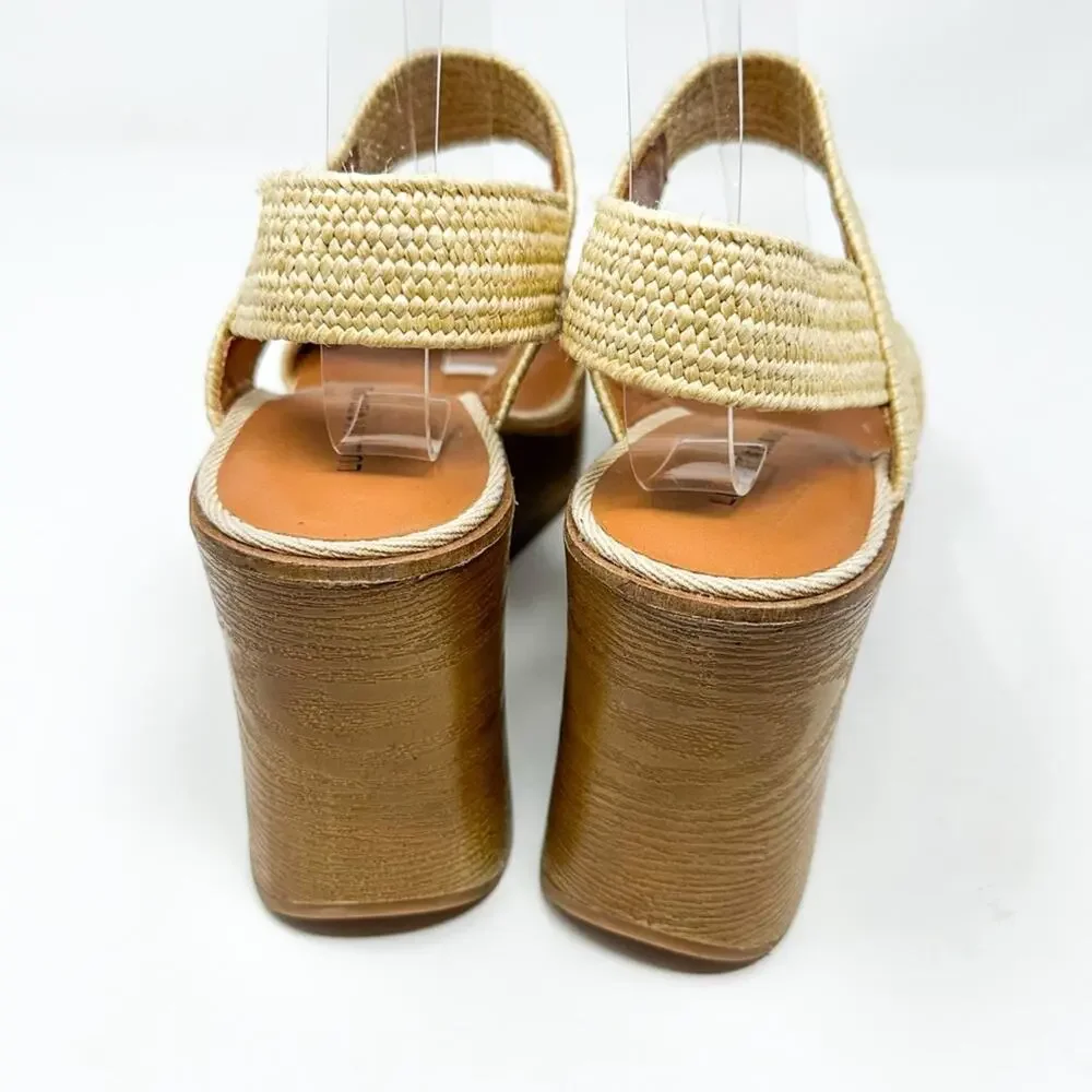 NEW Lucky Brand Delukah Ankle Strap Wedge Slingback Sandals, Size 9.5, MSRP $99
